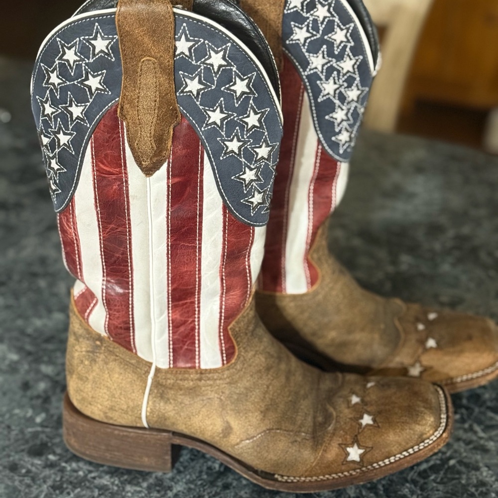 JB Dillon Patriotic Cowboy Boots handmade leather